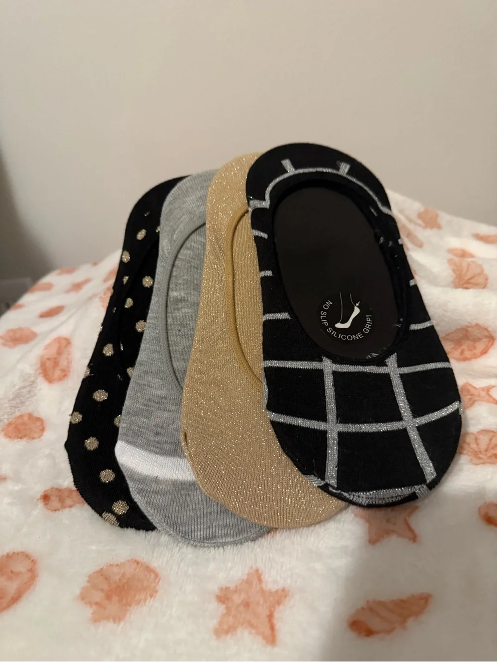 Steve Madden No-Show Liner Sock Set in Black, Gray, and Gold